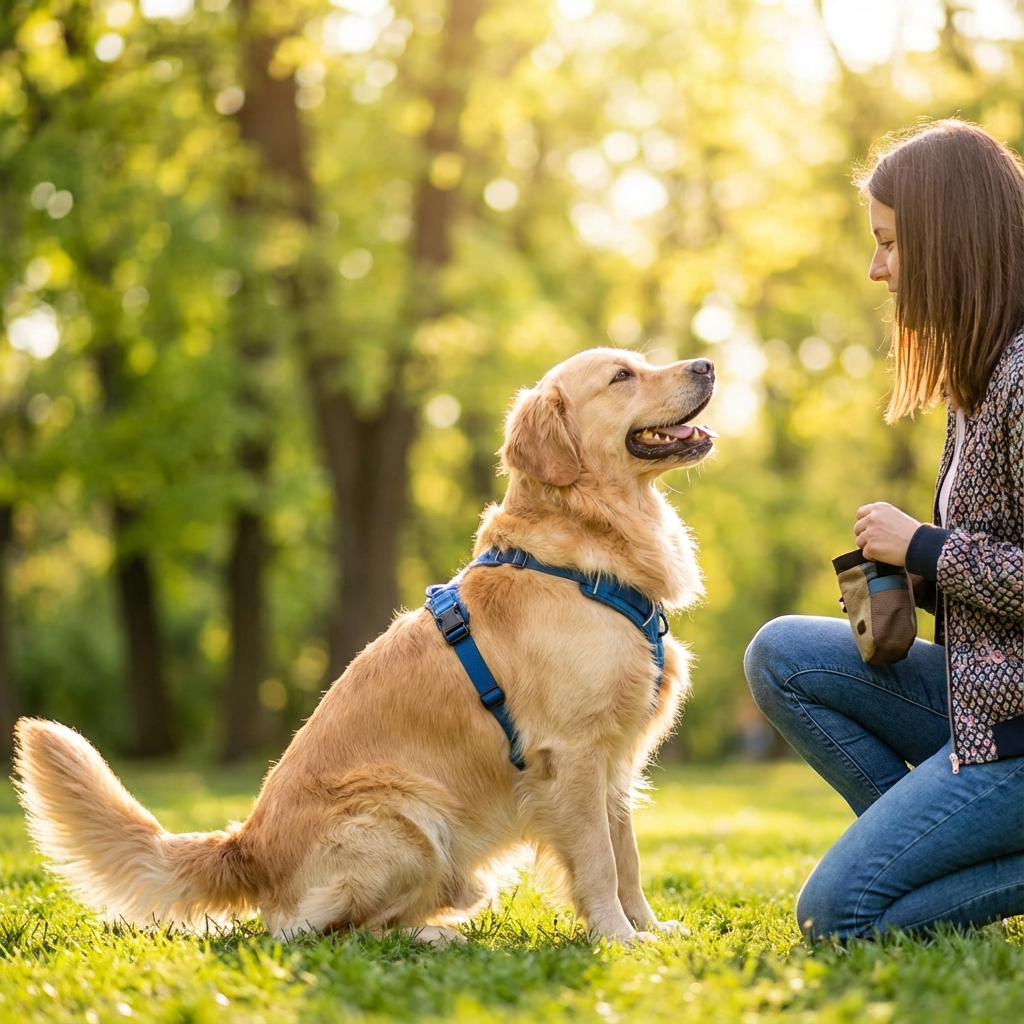 Chien en formation avec son maître